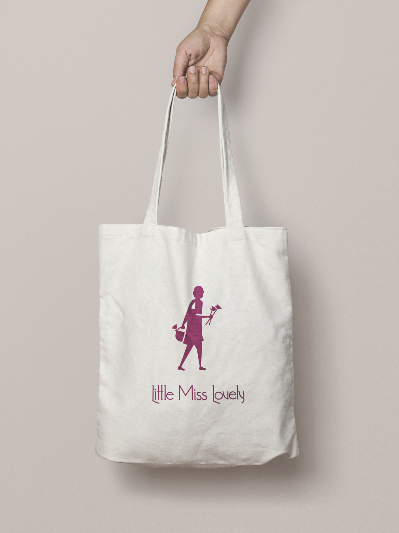 little miss lovely tote bag mockup